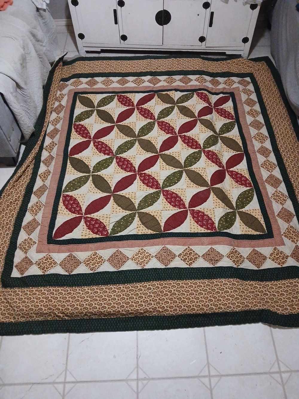 Handmade Cotton Quilt Full Queen 82x84 Cottagecore Country Patchwork Floral